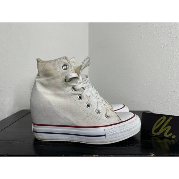 Women 7 Converse Chuck Taylor All Star Hi Top Platinum Plus Hidden Wedge 543320C - Picture 1 of 9